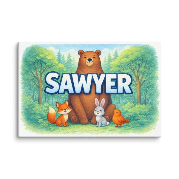 Sawyer Name Art - Forest Friends Personalized Wall Art