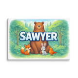 Sawyer Name Art - Forest Friends personalized wall print for kids