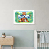 Sawyer Name Art - Forest Friends personalized wall print for kids