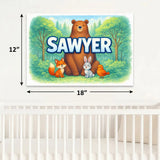 Sawyer Name Art - Forest Friends personalized wall print for kids