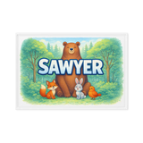 Sawyer Name Art - Forest Friends personalized wall print for kids