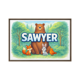 Sawyer Name Art - Forest Friends personalized wall print for kids