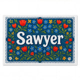 Sawyer Name Art - Floral Farmhouse personalized wall print for kids