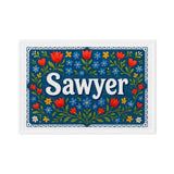Sawyer Name Art - Floral Farmhouse personalized wall print for kids