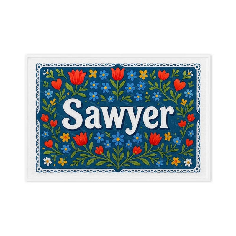 Sawyer Name Art - Floral Farmhouse personalized wall print for kids
