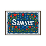 Sawyer Name Art - Floral Farmhouse personalized wall print for kids