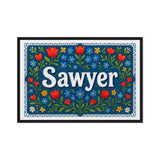 Sawyer Name Art - Floral Farmhouse personalized wall print for kids