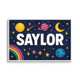 Saylor Name Art - Space Explorers personalized wall print for kids