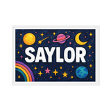 Saylor Name Art - Space Explorers personalized wall print for kids