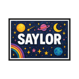 Saylor Name Art - Space Explorers personalized wall print for kids