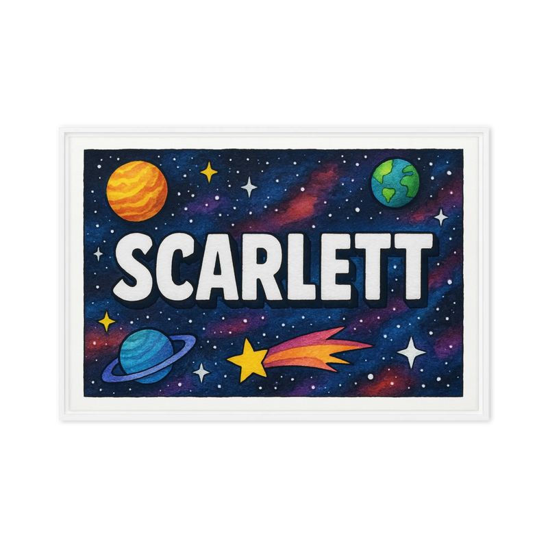 Scarlett Name Art - Space Explorers personalized wall print for kids