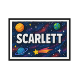 Scarlett Name Art - Space Explorers personalized wall print for kids