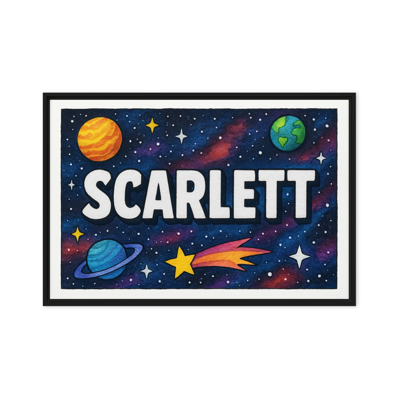 Scarlett Name Art - Space Explorers personalized wall print for kids