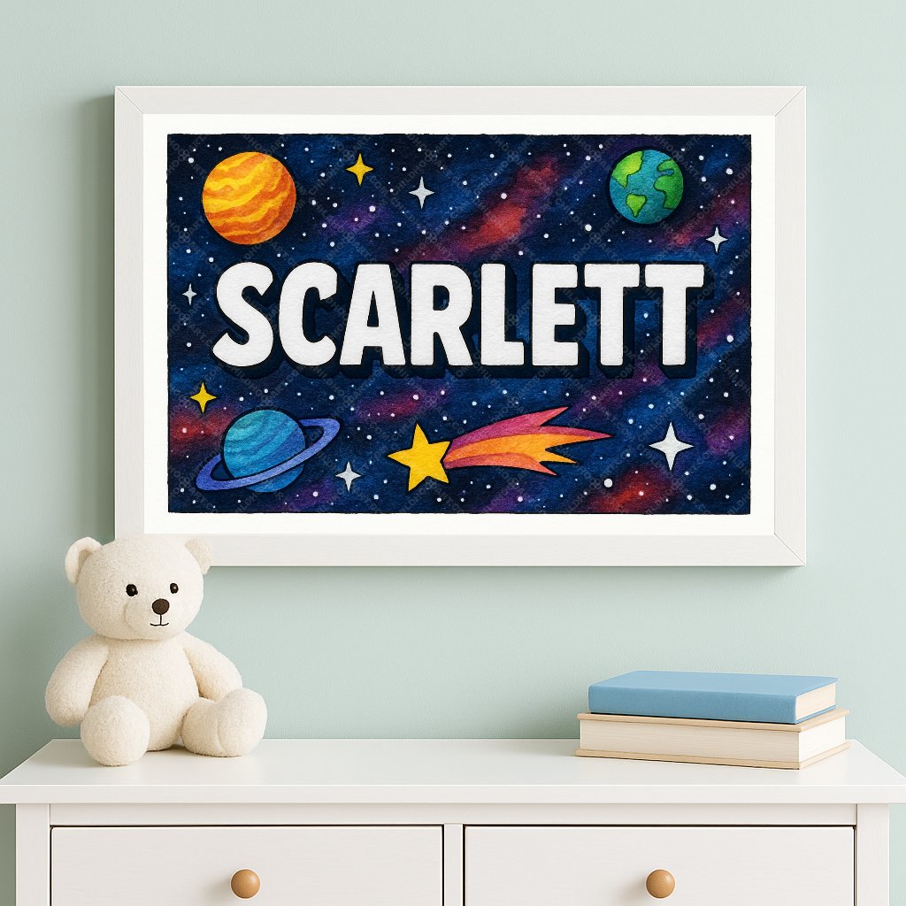 Personalized space name art for Scarlett