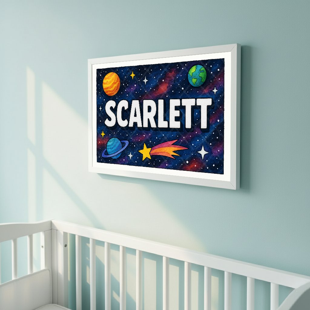 Personalized space name art for Scarlett
