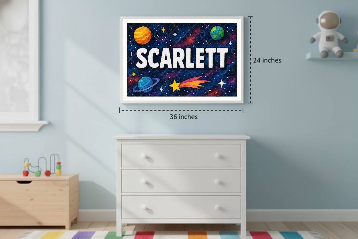 Personalized space name art for Scarlett