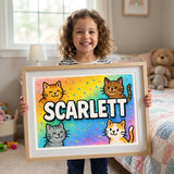 Playful personalized cat name art for Scarlett