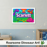 Adventurous personalized dinosaur name art for Scarlett