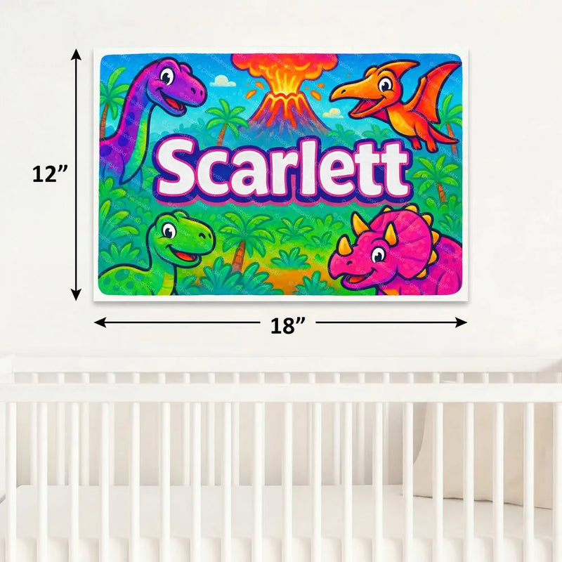 Adventurous personalized dinosaur name art for Scarlett