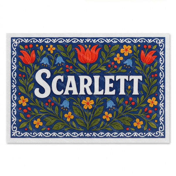 Scarlett Floral Farmhouse Name Art