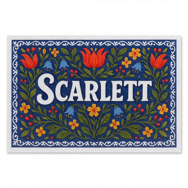 Scarlett Name Art - Floral Farmhouse Personalized Wall Art