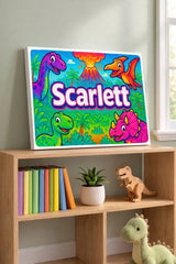 Scarlett Name Art - Dinosaur Adventure personalized wall print for kids
