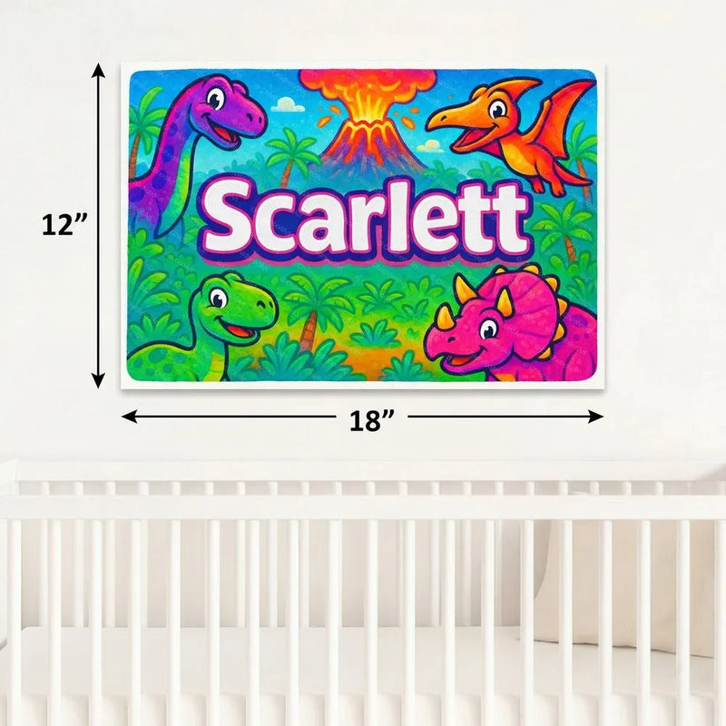 Scarlett Name Art - Dinosaur Adventure personalized wall print for kids