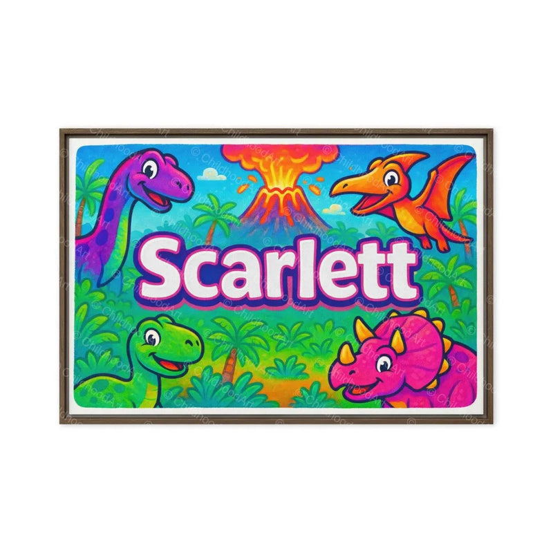 Scarlett Name Art - Dinosaur Adventure personalized wall print for kids