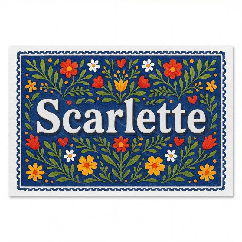 Scarlette Name Art - Floral Farmhouse personalized wall print for kids