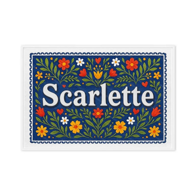 Scarlette Name Art - Floral Farmhouse personalized wall print for kids