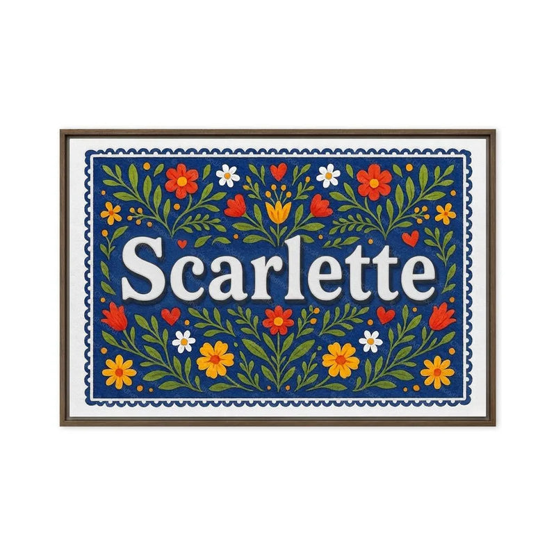 Scarlette Name Art - Floral Farmhouse personalized wall print for kids