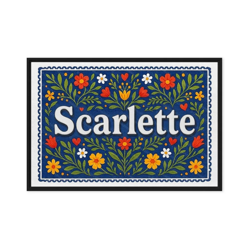 Scarlette Name Art - Floral Farmhouse personalized wall print for kids