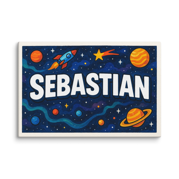 Sebastian Name Art - Space Explorers Personalized Wall Art