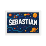 Sebastian Name Art - Space Explorers personalized wall print for kids