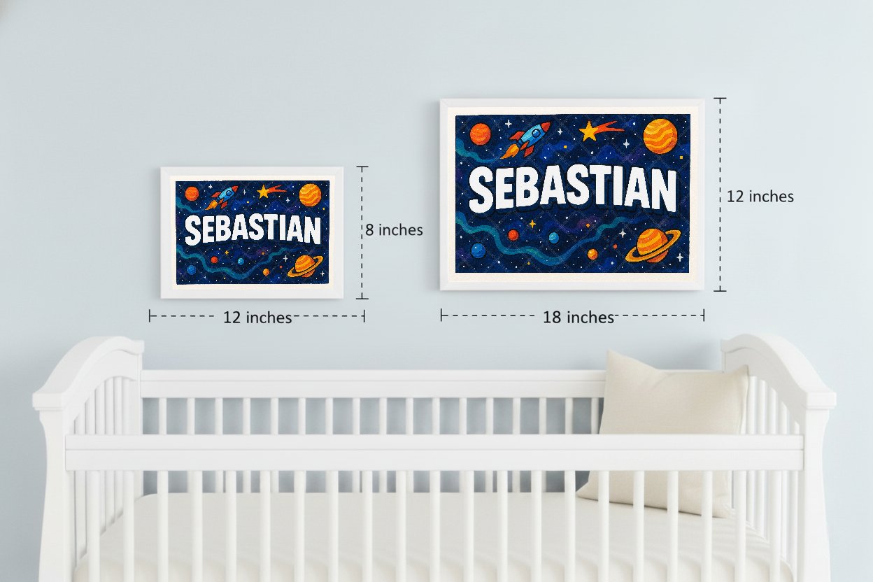 Personalized space name art for Sebastian