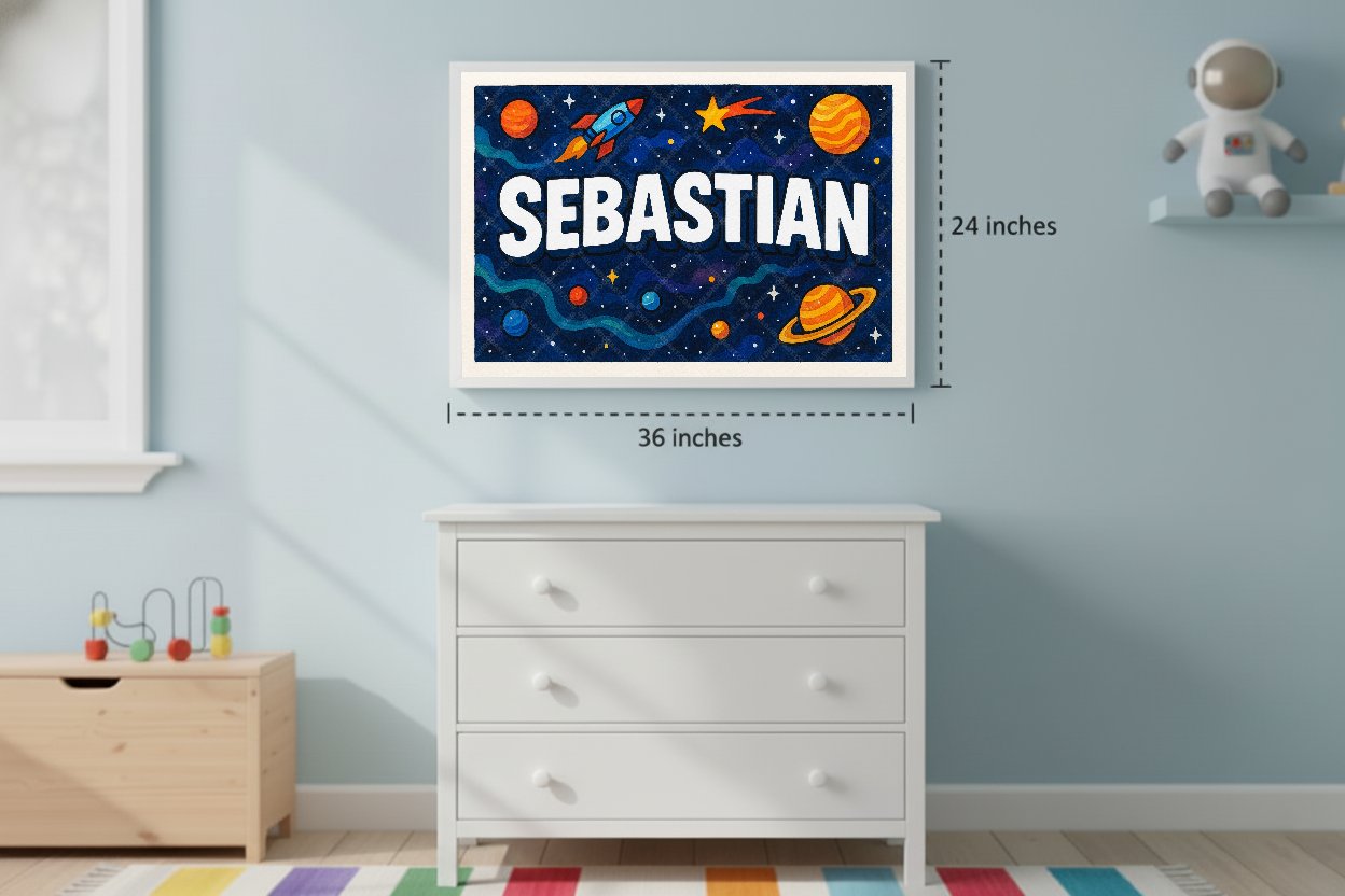 Personalized space name art for Sebastian
