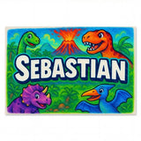 Sebastian Name Art - Dinosaur Adventure personalized wall print for kids
