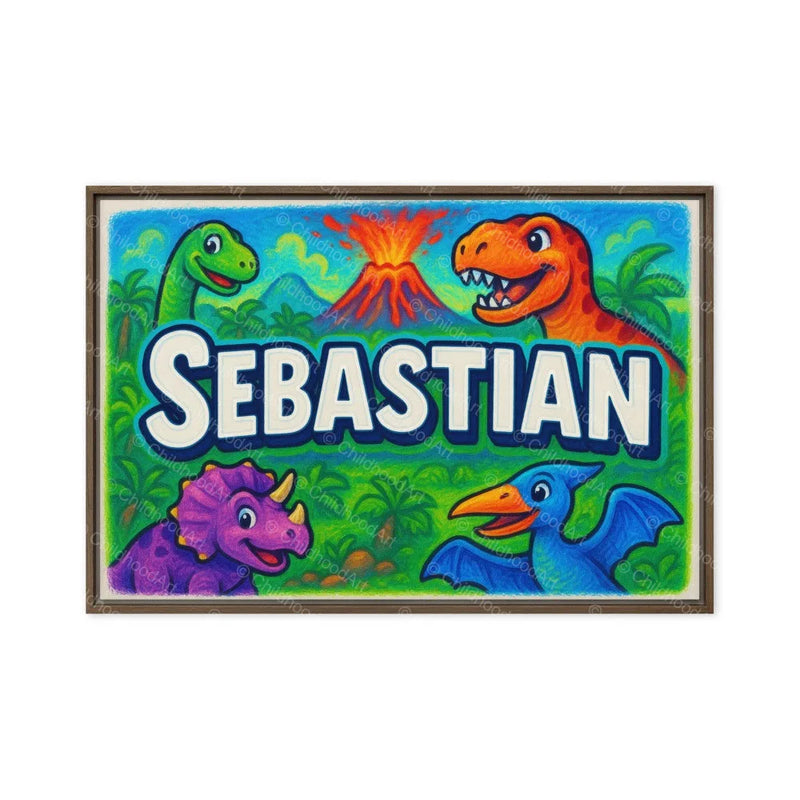 Sebastian Name Art - Dinosaur Adventure personalized wall print for kids