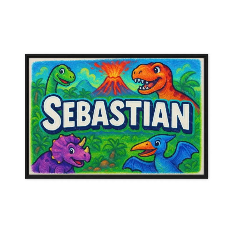 Sebastian Name Art - Dinosaur Adventure personalized wall print for kids