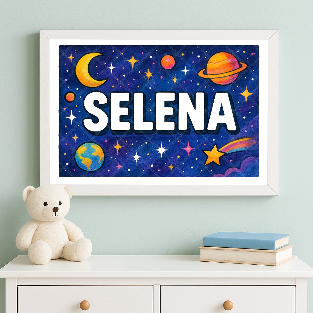 Personalized space name art for Selena