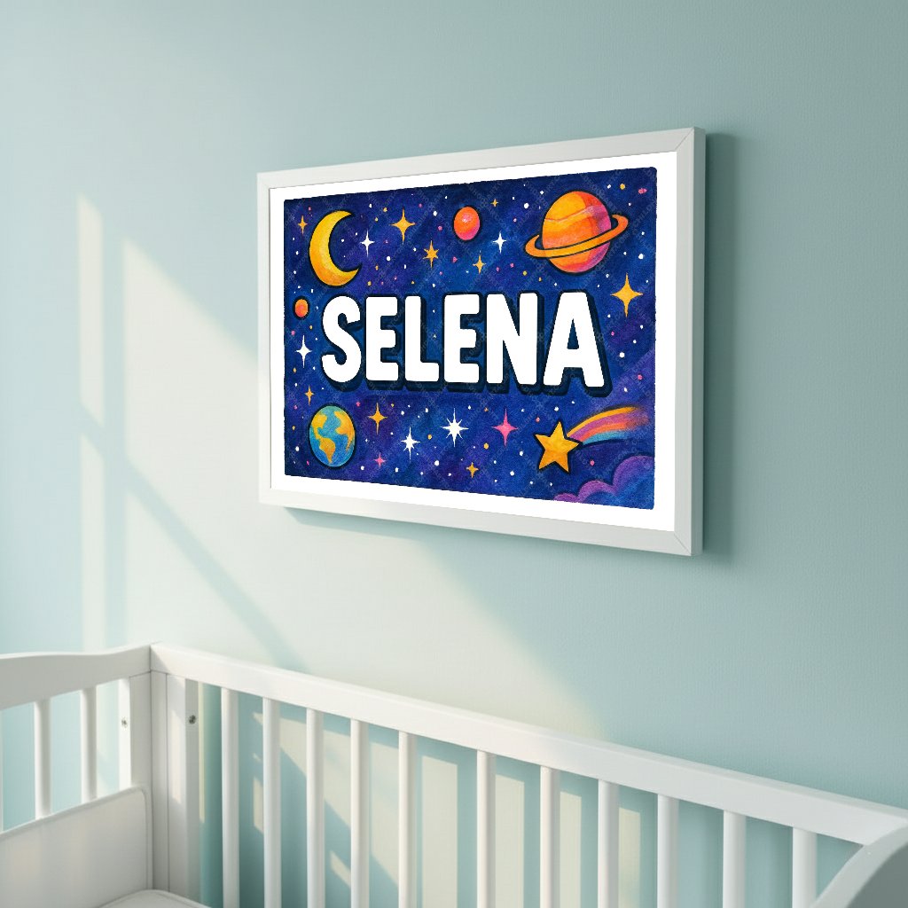 Personalized space name art for Selena