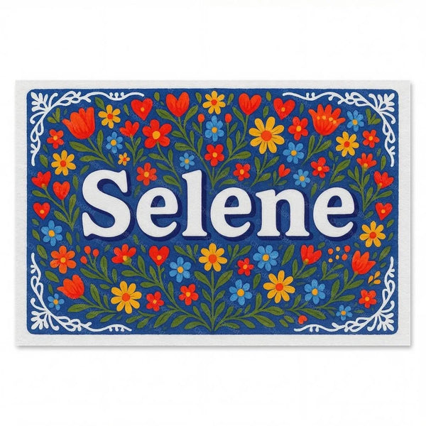 Personalized Selene name art print in the Floral farmhouse style