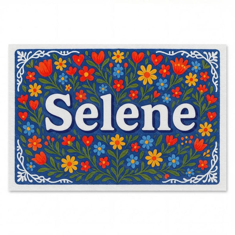 Selene Name Art - Floral Farmhouse personalized wall print for kids