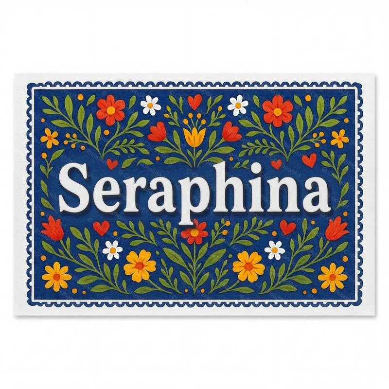 Seraphina Name Art - Floral Farmhouse personalized wall print for kids