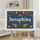 Seraphina Name Art - Floral Farmhouse personalized wall print for kids