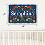 Seraphina Name Art - Floral Farmhouse personalized wall print for kids