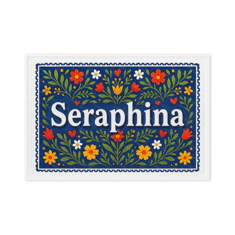 Seraphina Name Art - Floral Farmhouse personalized wall print for kids