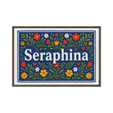 Seraphina Name Art - Floral Farmhouse personalized wall print for kids