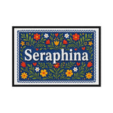 Seraphina Name Art - Floral Farmhouse personalized wall print for kids