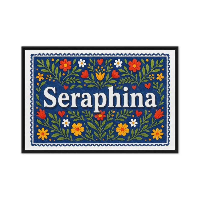 Seraphina Name Art - Floral Farmhouse personalized wall print for kids